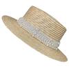 New Summer Japanese Style Pearl Straw Hat for Women - Flat Top Design, UV Protection Sun Cap Perfect for Beach Travel Vacation