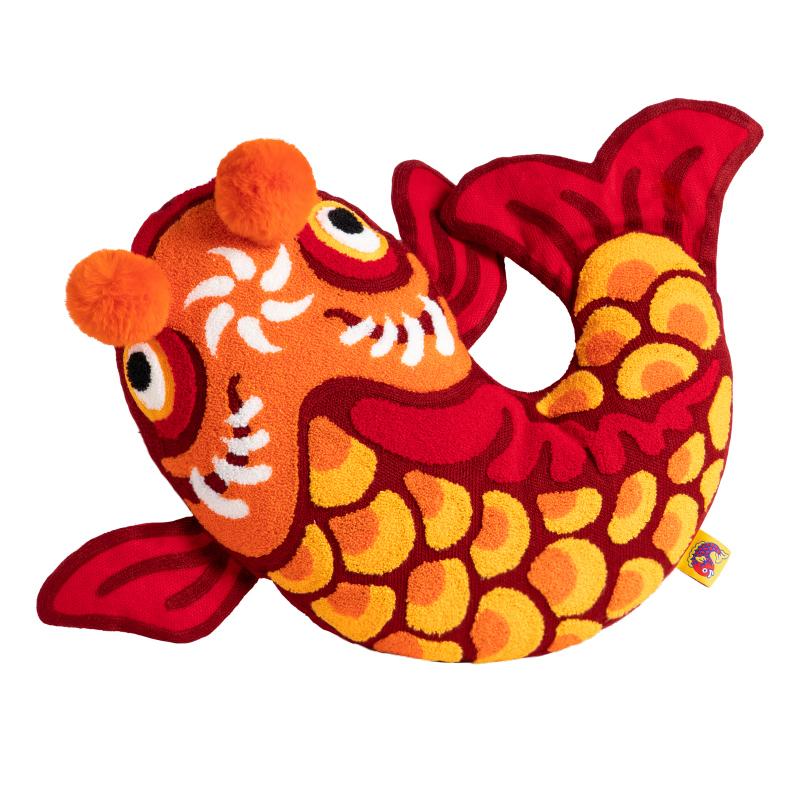 Velvet Tufted Koi Cushion Joy Chinese Traditional Lucky Fish Embroidery Cushion Cover Sofa Chair Bedding Decor Pillow