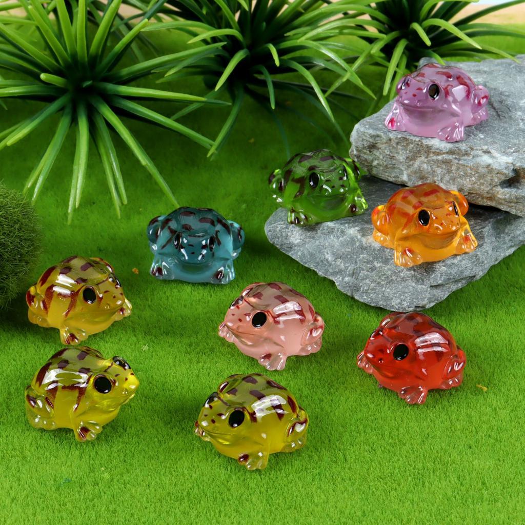 5pcs/10pcs Mini Frogs Glow At Dark Fairy Garden Pots Miniatures Decoration Luminous Frog Vivarium DIY Accessories