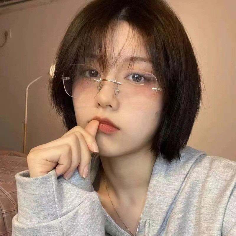 -100~-400 Rimless Anti Radiation Reading Eyeglasses for Men Women Farsighted Plastic Frame