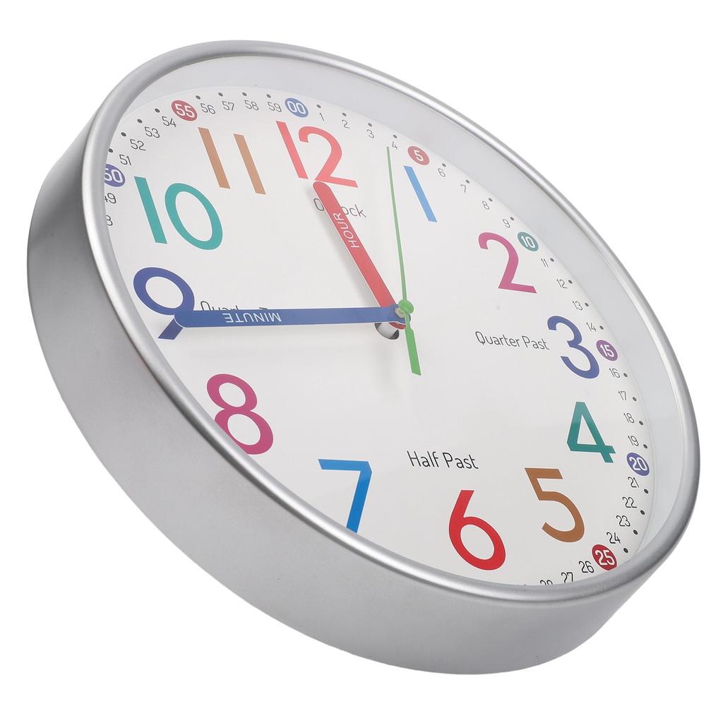 10 Inches Clock Children's Wall Clock Silent Learning Wall Clock 12 Inches Clock