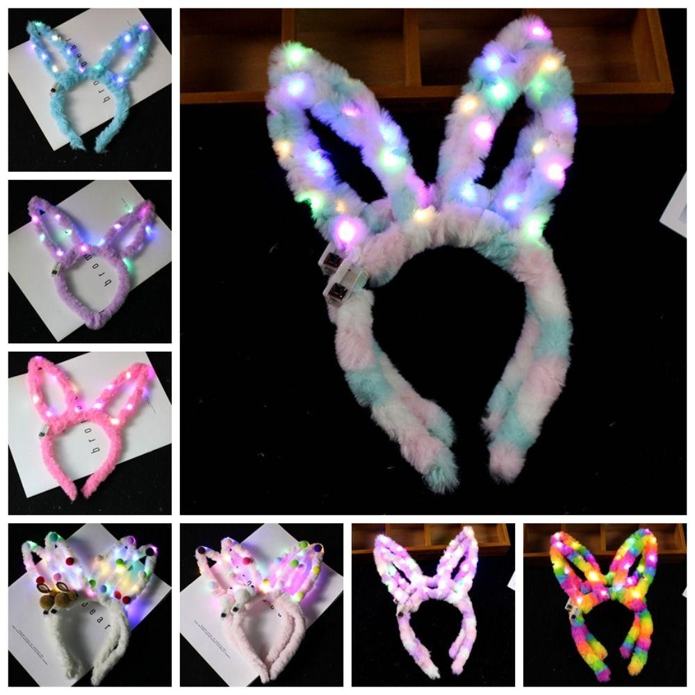 LED Lights Bunny Headwear Fashion LED Lights Headband Rabbit Ears Glow Hair Band  Children