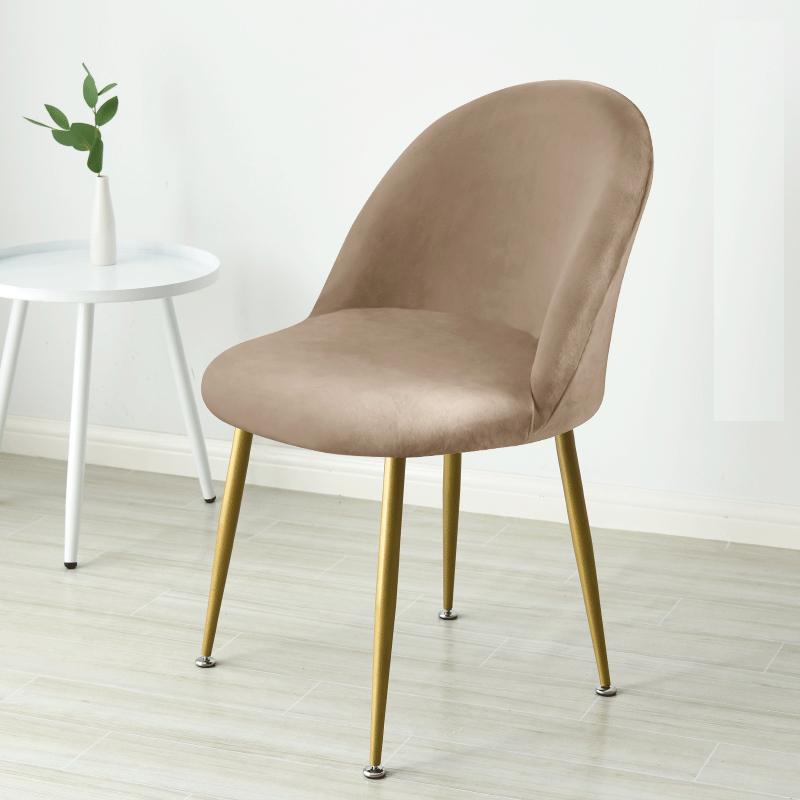 Thicken Velvet Chair Cover Duckbill Curved Dining Chair Slipcover Short Back Stretch Seat Cover For Living Room Kitchen El