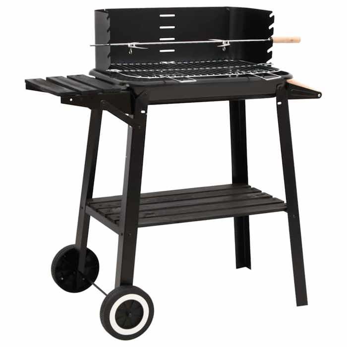 VidaXL Barbecue au charbon de bois avec roues noir acier 315386