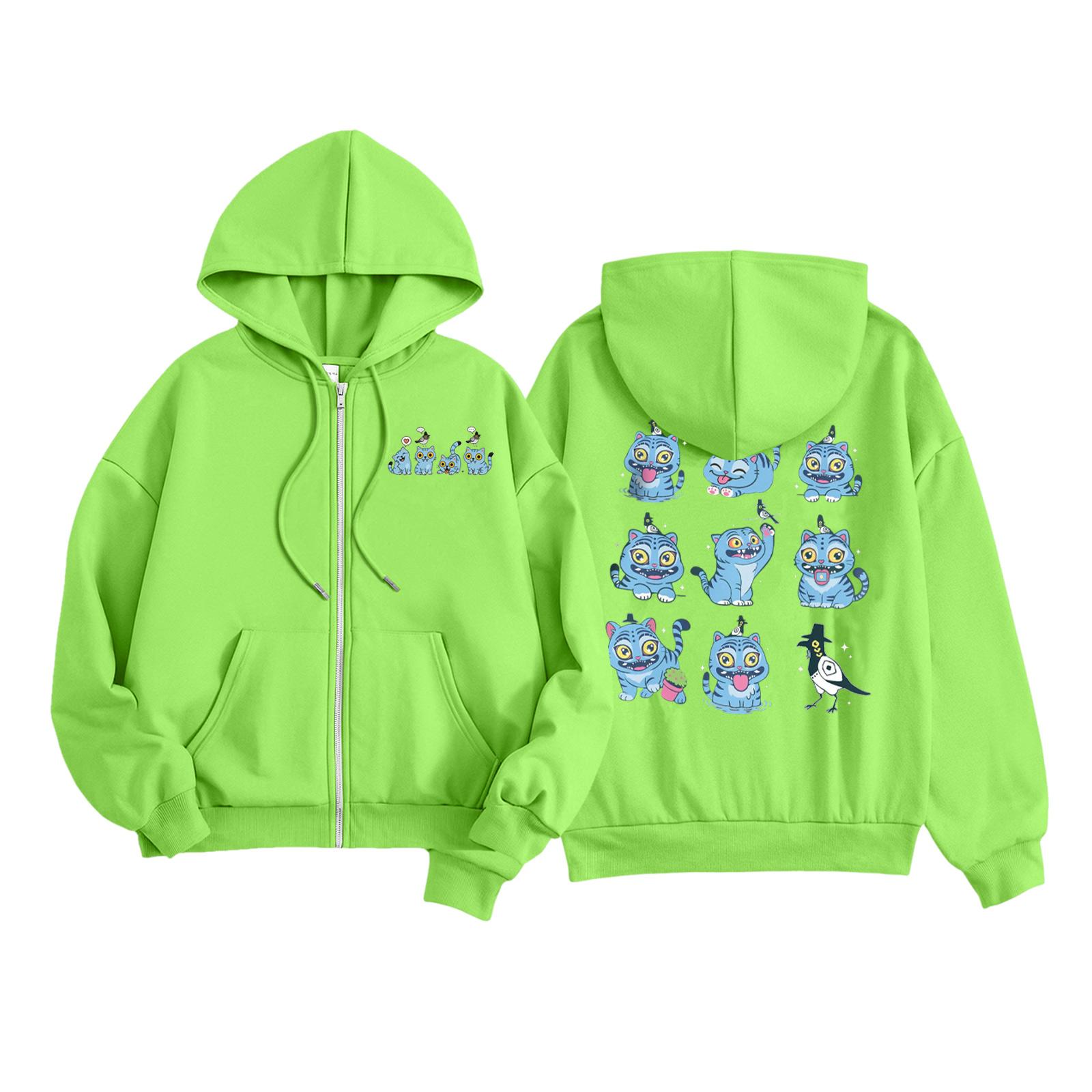 

Детская мода Женская легкая толстовка с длинным рукавом на молнии Толстовка с принтом и карманами 130