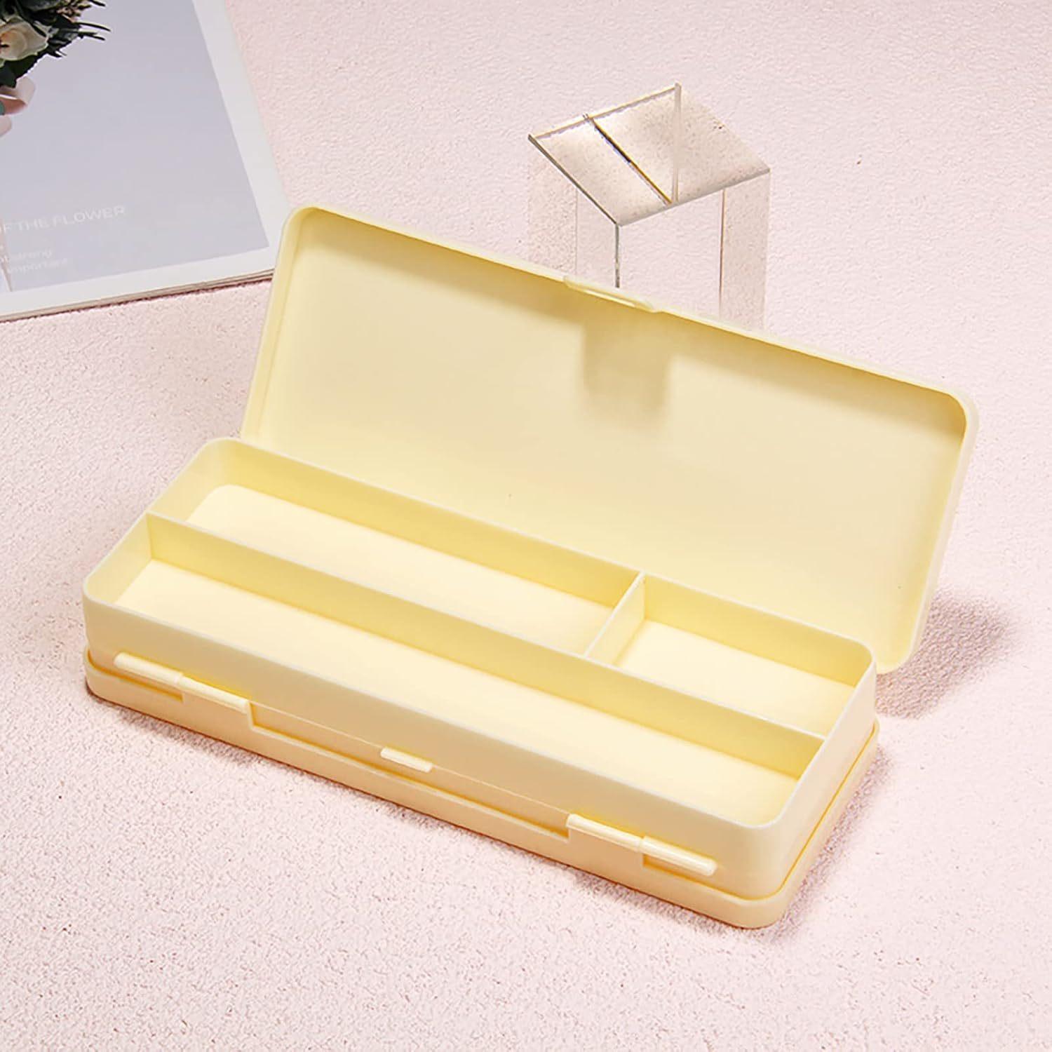 

1 шт. Полупрозрачный матовый пенал для хранения студенческих принадлежностей Многофункциональный двухсторонний пенал-макаронс жёлтый