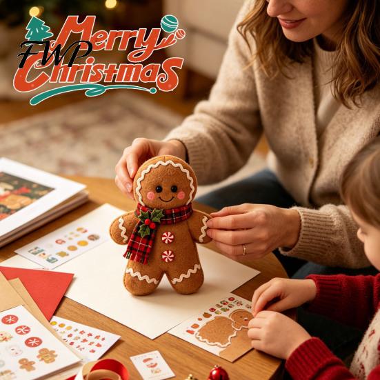 DIY Snowman Sewing Set Christmas Felt Craft Kit, Handmade Santa Gingerbread Elf Creative Art Activity Angel Material Holiday Supplies for Kids Adults