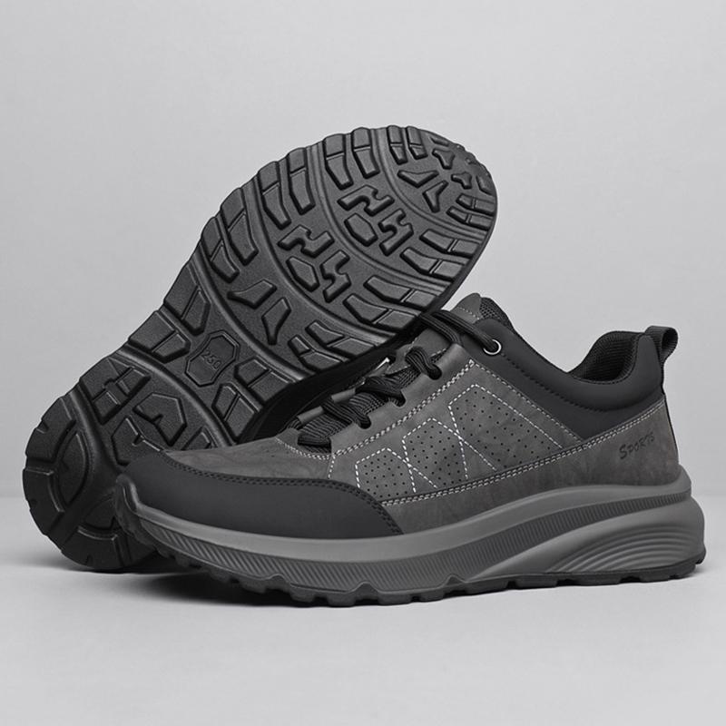 Fashion New Men Leather Shoes Running Sneakers Anti-slip Breathable Men's Walking Shoes Lace Up Soft Casual Shoes Lightweight Man Shoes