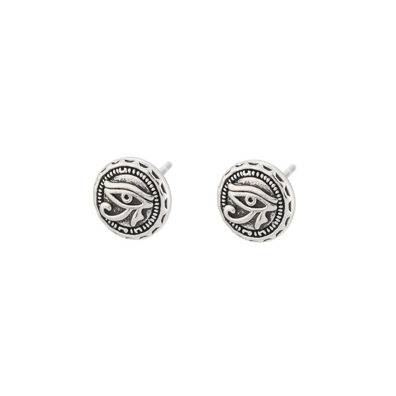 Horus God s Eye Earrings for Men, European and American Retro High-End Personalized Design Earrings for Women, Fashionable Earrings Eye of Horus Earrings [8mm Antique Silver Single]
