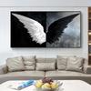 Black and White Angel Wings Canvas Art Canvas Painting Cuadros Poster Print Wall Art for Living Room Home Decor (No Frame)