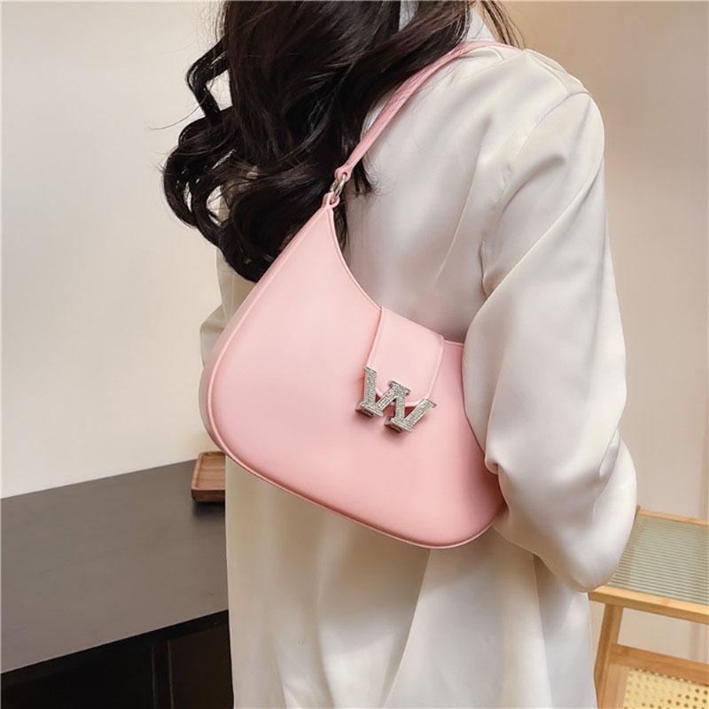 Fashion Simple New Jelly Bag Diamond Buckle Pop Candy Color Moon Bags Daily All-Matching Underarm Single Shoulder Crossbody Pack
