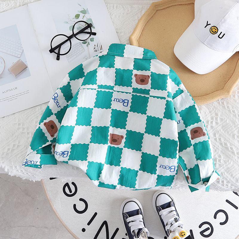 Children's Plaid Long Sleeved Shirt Spring and Autumn Korean Baby Shirt Cardigan Children's Shirt