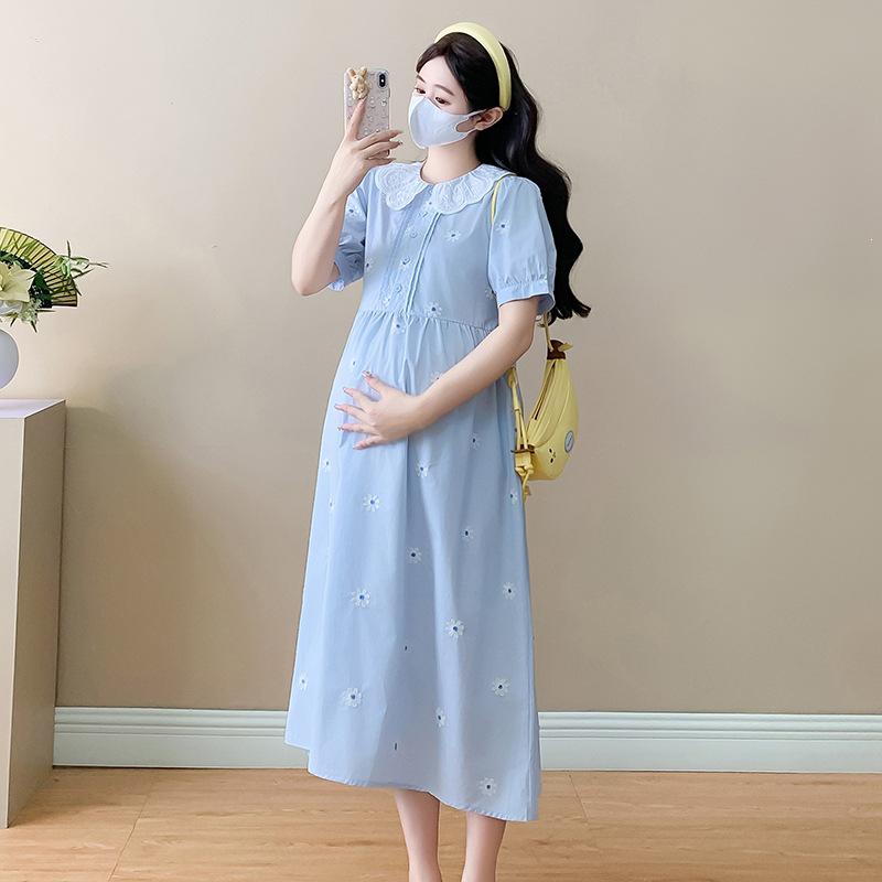 Plus Size Embroidered Maternity Dress for Summer 2026 M