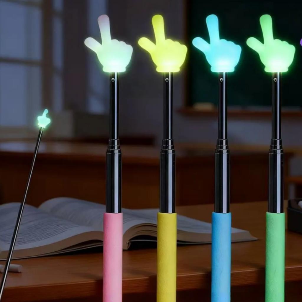 Leuchtender ausziehbarer Finger-Lesezeiger, Farben sind zufällig, Leuchtender Fingerzeiger zum Lesen bei Nacht