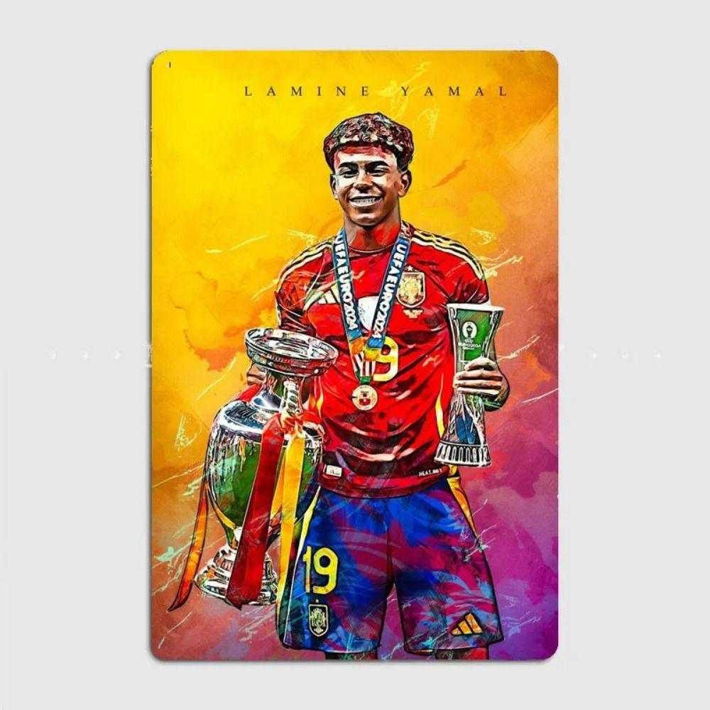 Lamine Yamal Retro Metal Poster Minimalist Club Home Wall Decor
