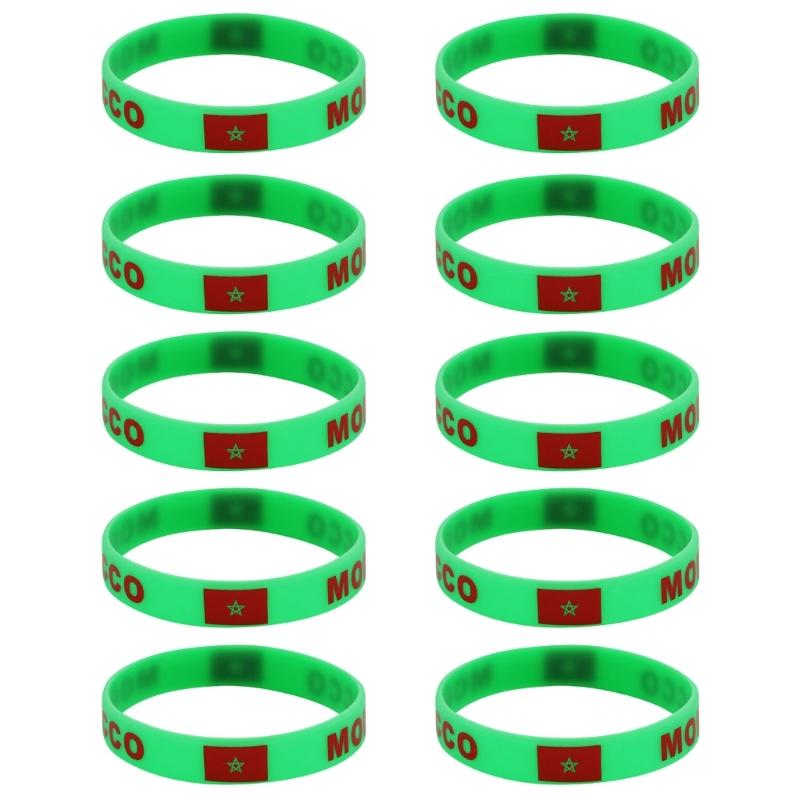 Set Of 10 Piece Vibrant Silicone Wristbands With 2026 Sports Event Country Flags Ideal For Gifts And Parties