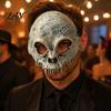 Masque Crâne Confortable Masque Halloween Demi-Visage, Horreur avec Sangle Réglable, Costume Mascarade pour Hommes Adultes, Accessoires Fête Cosplay Œil Creusé