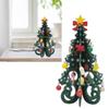 Miniature Christmas Tree Wooden Harmless Easy Assembly Handcrafted Desktop Christmas Tree Decoration with Ornaments for Kitchen
