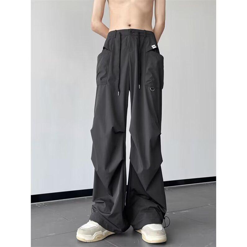 Pánské hiphopové volné rovné lacláče s kapsami - Evropská a americká pouliční móda