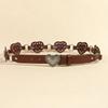 Vintage Cowboy Waistband PU Leather Heart Hollow Belt Simple Cowgirl Buckle Belt  Dress Decoration