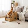 Wooden Pet Stairs Stable Design Dog Steps for Bed Cat Climbing Steps Anti-Slip Surface Three-Tier Wooden Pet Stairs for Sofa