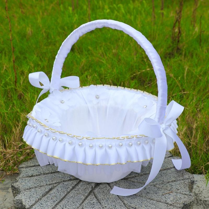 Princess Style Decorative Storage Basket With Metallic Accent Perfect For Bridal Showers Anniversaries And Photo Props