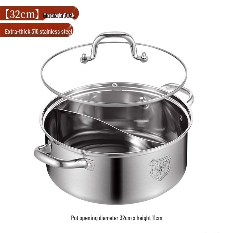 Lainuo 316 Stainless Steel Twin Compartment Induction Hot Pot