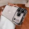 Plating Transparent Sparking Powder Phone Case For iPhone 17 Pro Max 16 15 14 Plus 17 Air Lens Camera Protection Clear Cover