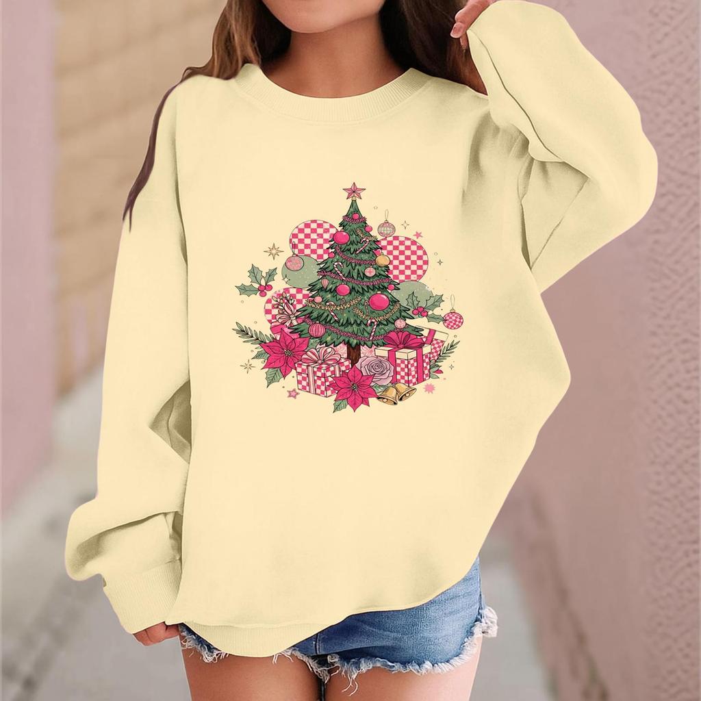 Children's Fashionable Casual Long-sleeved Loose Christmas Print Pullover Sweatshirt