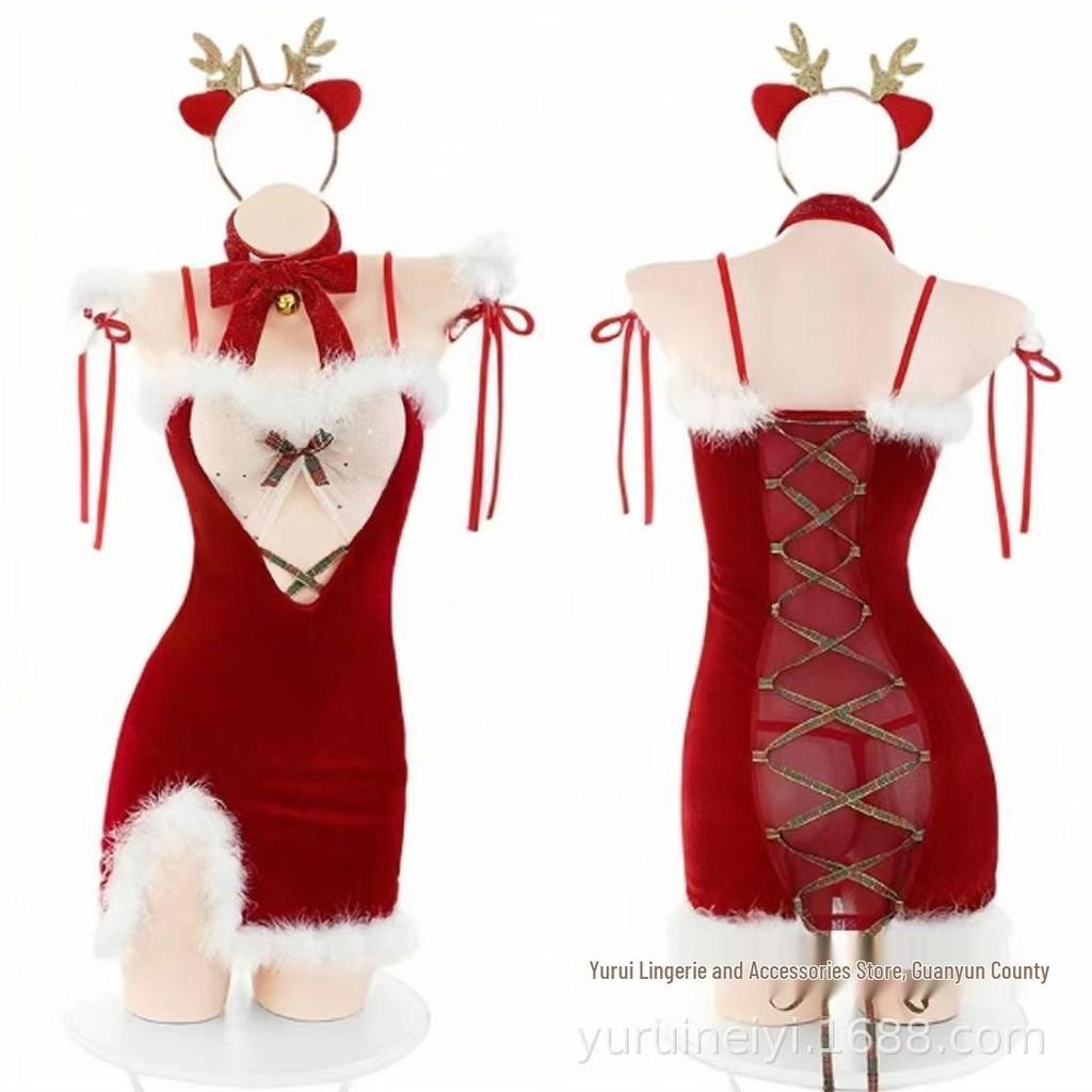 Yu Rui Christmas Fluffy Sheer Lingerie Set - Sexy High-End Uniform Style