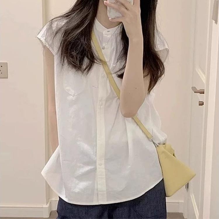 Summer new French sweet wind short-sleeved shirt women's design sense loose and thin versatile temperament top