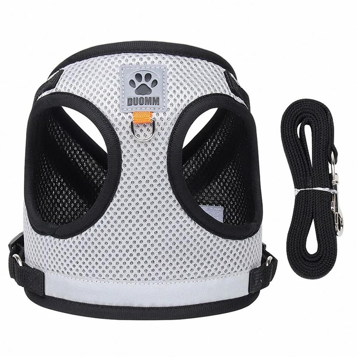 Traction rope set, pet chest strap anti escape hanging rope, suitable for cats and dogs, breathable mesh traction rope, anti slip XS серый