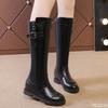 Fashion Long Tube Boots for Women's Autumn Winter New Style Side Zipper Flat Bottom Warm Women's Shoes Simple Comfortable Long Boots