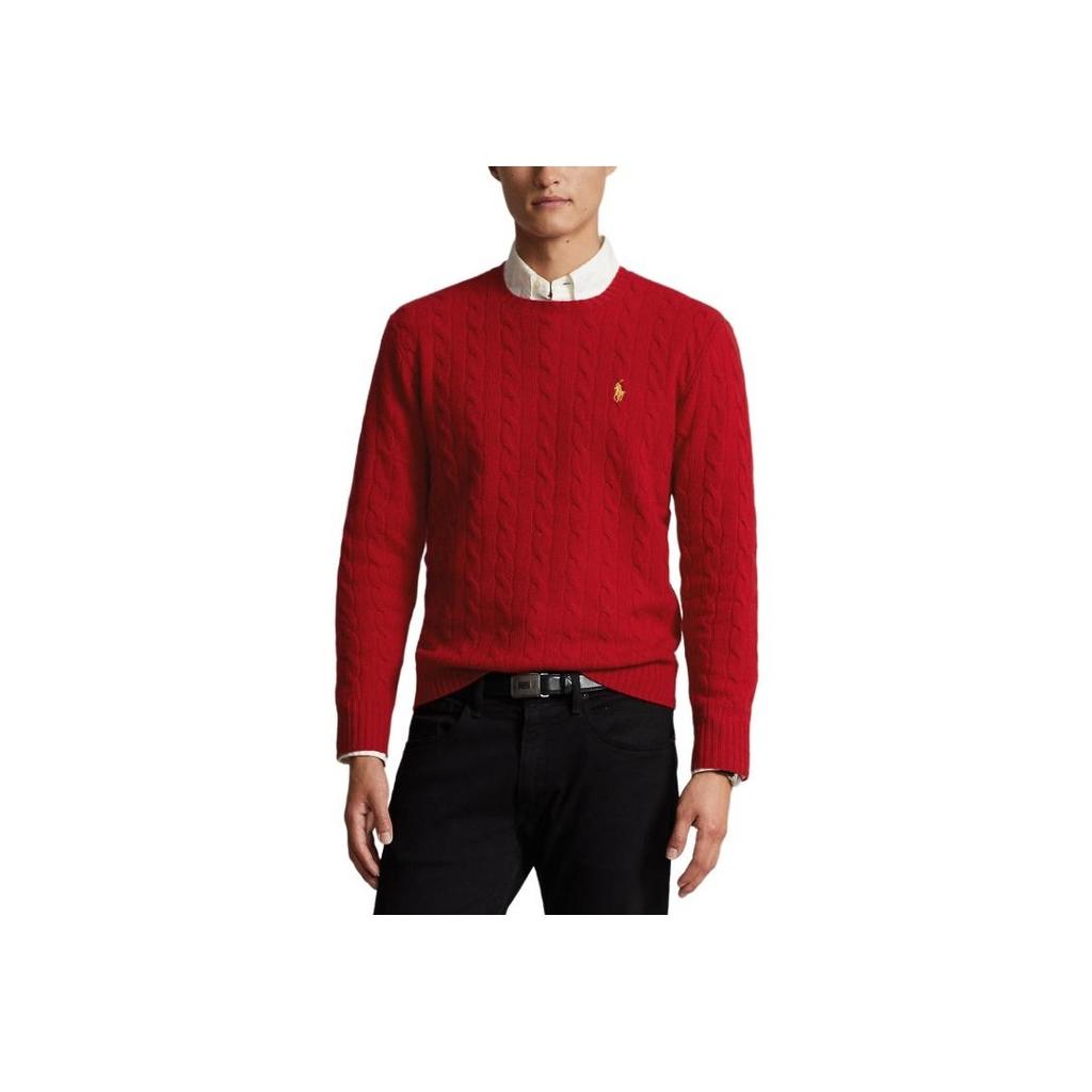 Polo Ralph Lauren SS24 Logo Print Crew Neck Casual Long Sleeve Knit Sweater Men sweater Red MNPOSWE16821774-600