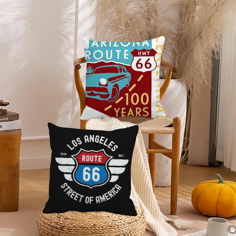 Fashion US Route 66 Pillow Case Suitable For Bedrooms Living Rooms Cars Home Decoration