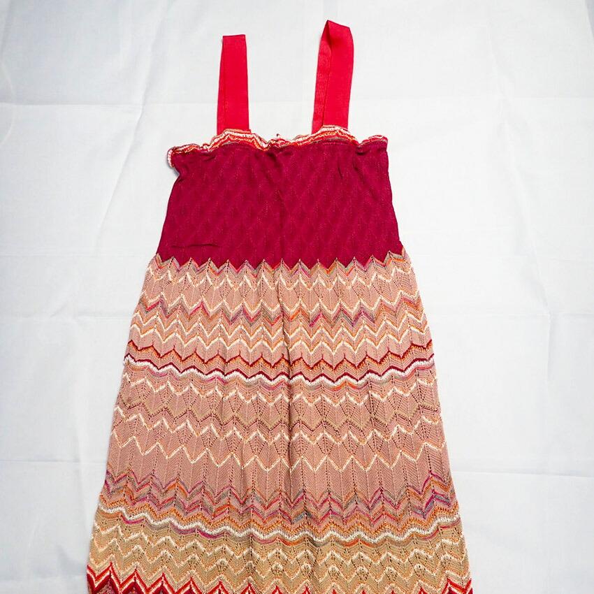 [Used] MISSONI Red Beige Knit Dress [b42-22]