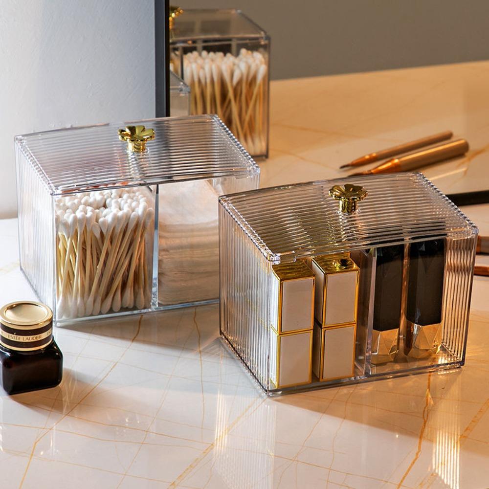 Acrylic Cotton Swab Cotton Pad Storage Box Desktop Dresser Dustproof Transparent Makeup Remover Cotton Lipstick Cosmetic Box