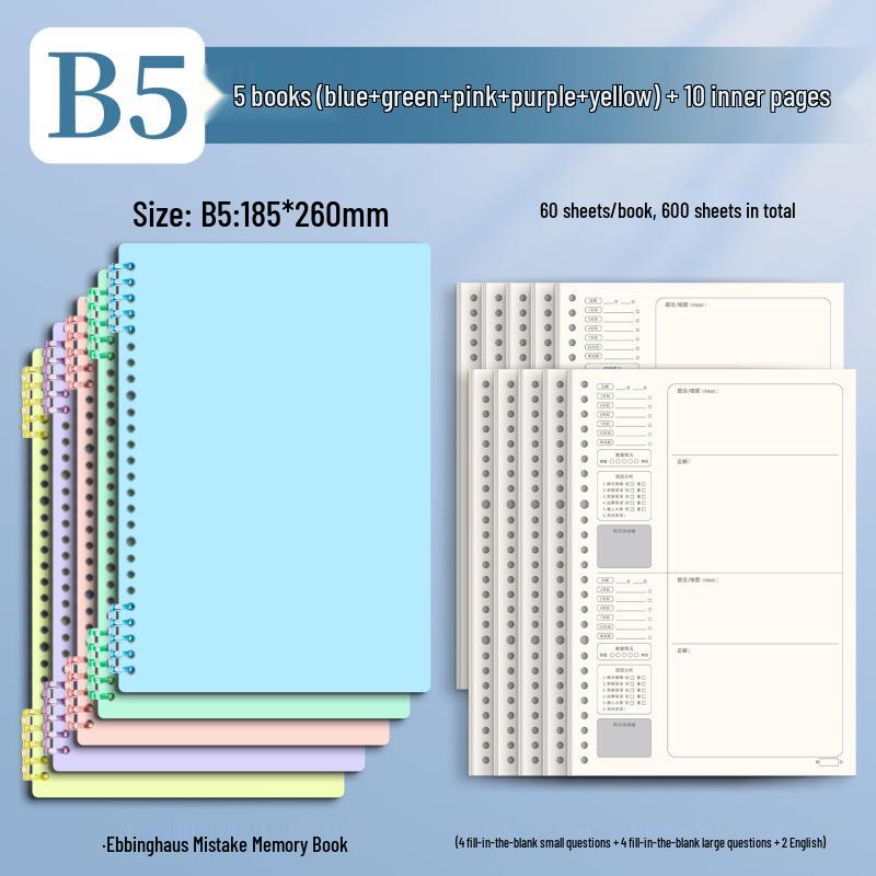 B5 Spiral Bound Loose-leaf Notebook with Colorful Retro Cover for Study and Office Use