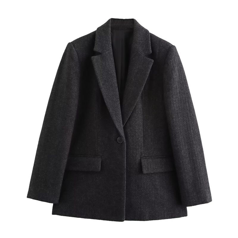 

Kaslead New Arrival Women s Fashion Style Fashion Minimalist Blended Twill Suit Outwear 3046483 Black Gray M