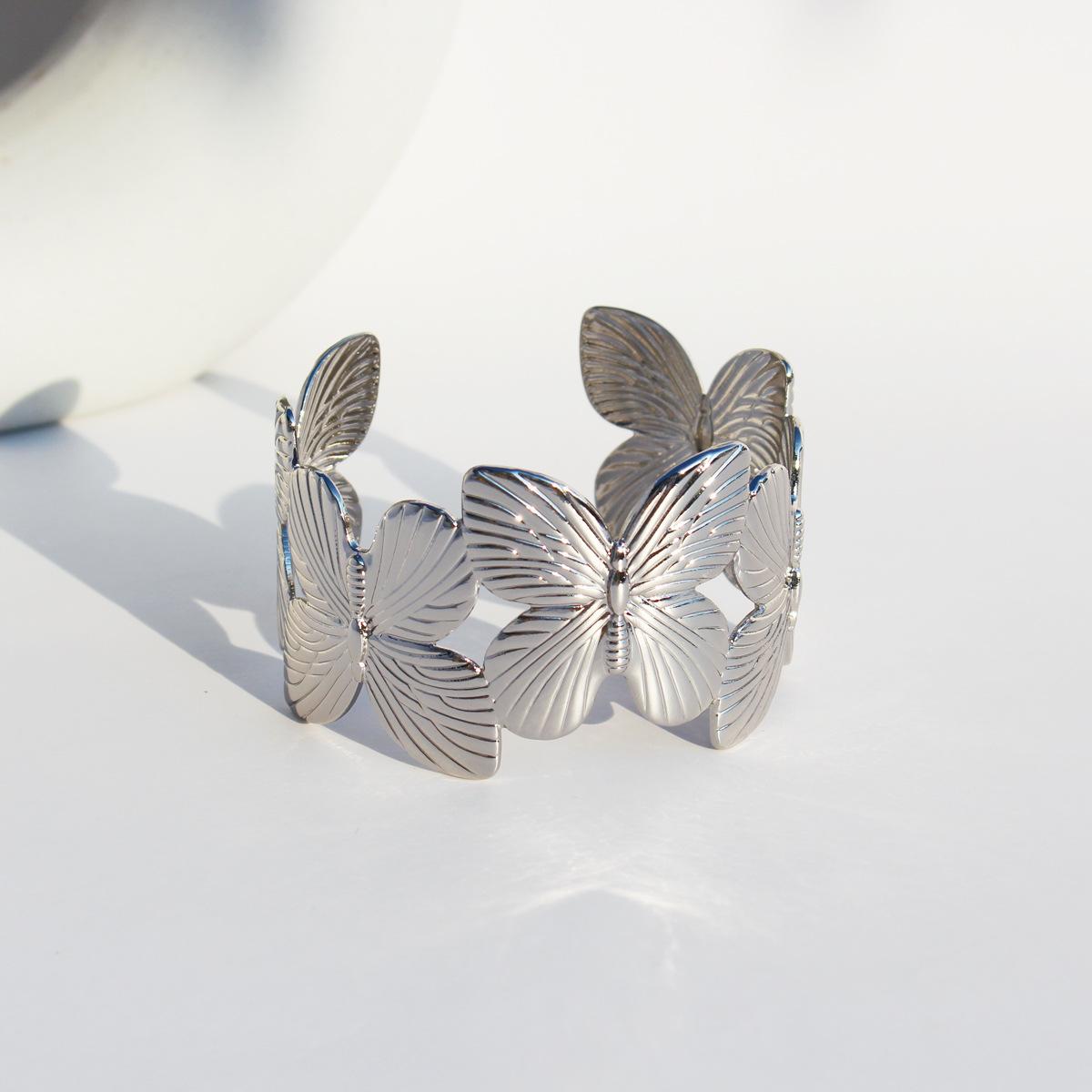 

Латунний браслет зі справжнім золотом у формі метелика, відкрита широка версія, ювелірні вироби на зап’ястя, 810 біле золото кольору