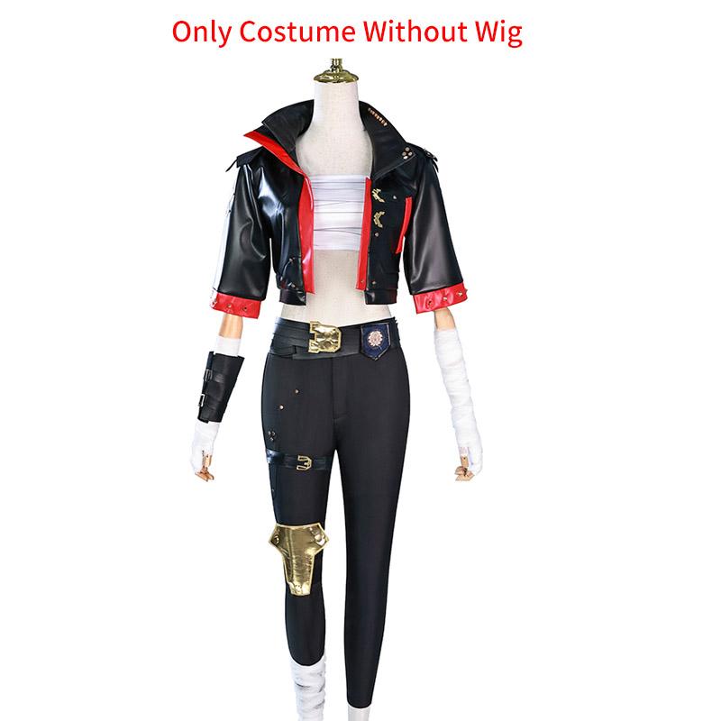 

Косплей костюм Аркейн Вай Черный парик волосы для аниме подпольный боец Вай косплей кожаная куртка черные костюмы наряды для ролевых игр XS