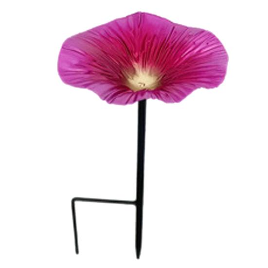 Metal Flower Bird Bath, Decorative Garden Bird Bath Feeder, Outdoor Wild Bird Feeder with 2-Prong Base for Garden Backyard Decor