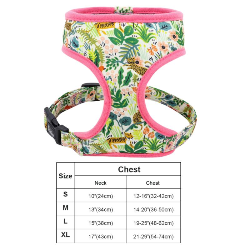 Print Flower Dog Harness Leash Set Forest Floral Pet Puppy Harness Vest Leashes Adjustable for Small Medium Large Dogs Chihuahua