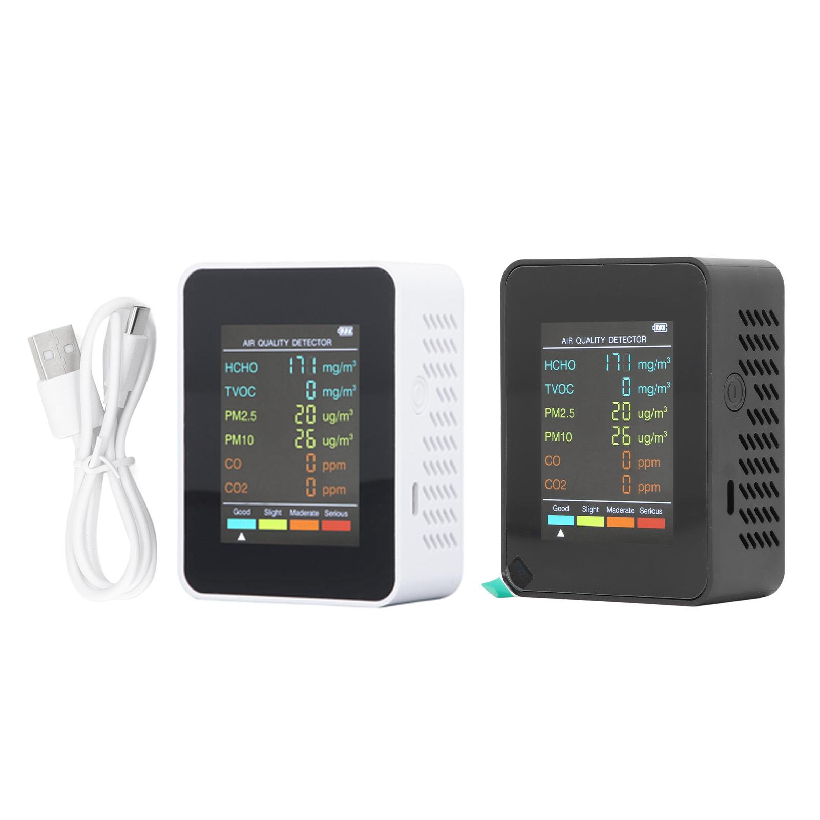 

Портативный ЖК-монитор с подсветкой CO2 TVOC HCHO PM2. Детектор PM10 с сигнализацией Black