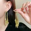Silver needle light luxury leaf wheat ear fringed earrings European and American high-end earrings fashion niche temperament earrings women
