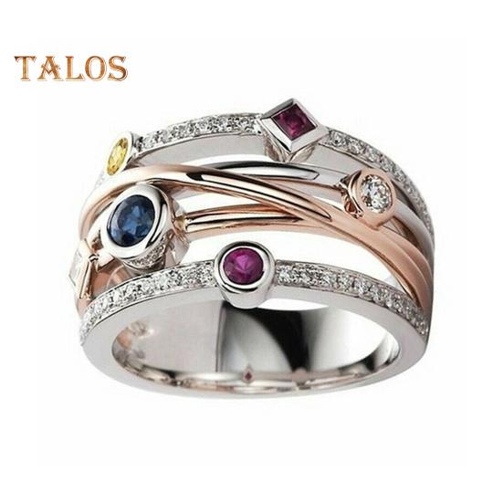 

Женское кольцо на палец с цветным геометрическим кубическим цирконием, наборное кольцо на палец, полированное, для вечеринки, свадебное кольцо, ювелирный аксессуар US 7 золотистый