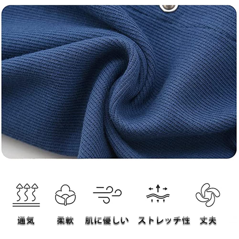 Baby Clothes Rompers Long Sleeve Coverall Cotton Footed Newborn Underwear Front Opening Baby Baby Shower Gift Months [KISBINI] Navy/Charcoal 3-6