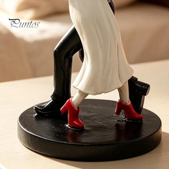 Compact Gothic Table Decor Day of The Dead Dancing Skeleton Couple Figurine, Halloween Wedding Decorative Resin Figurine for Party Lover Statue,
