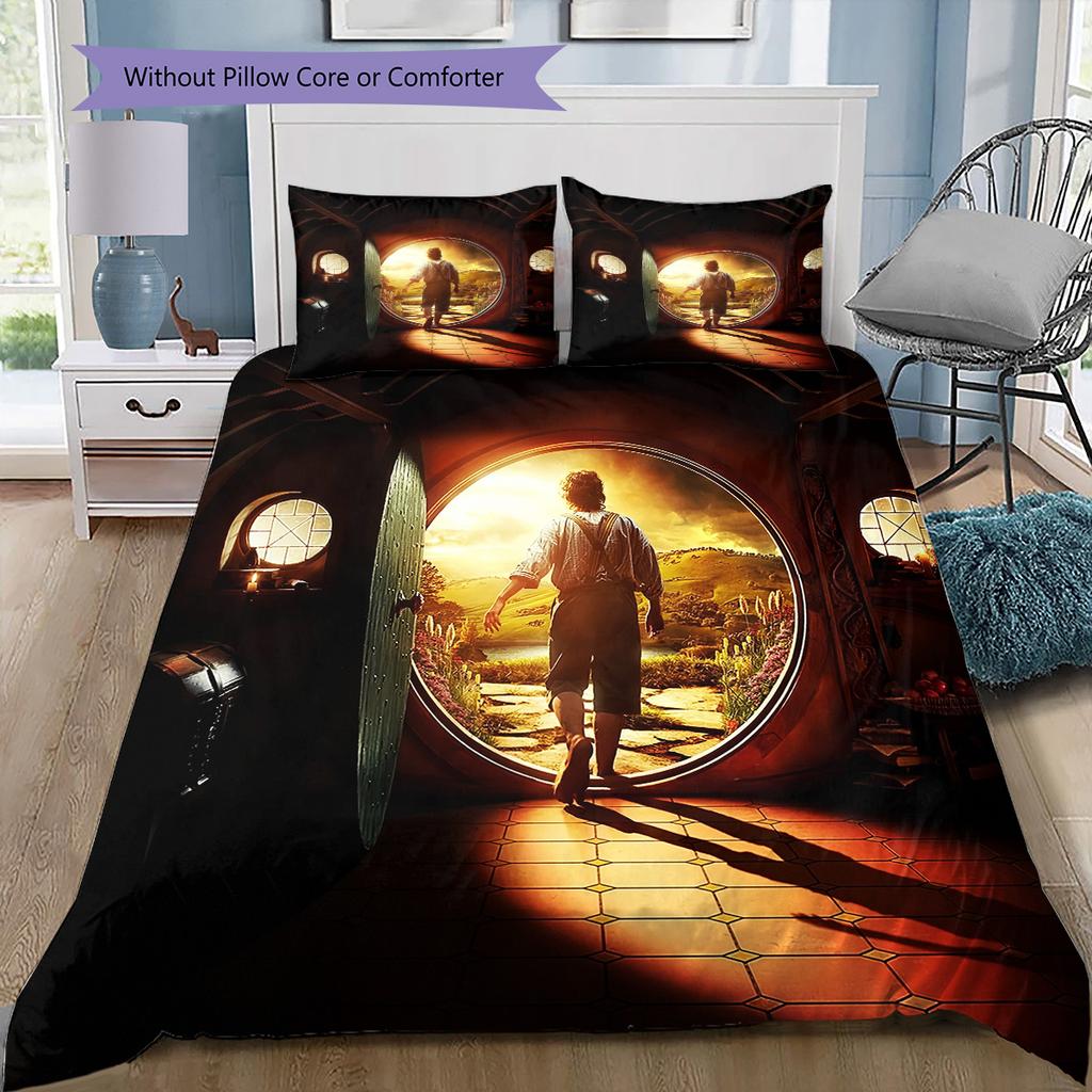The Hobbit Bedding Set, 1 Duvet Cover & 2 Pillowcases, Fantasy Home Use, Great Gift for Fans