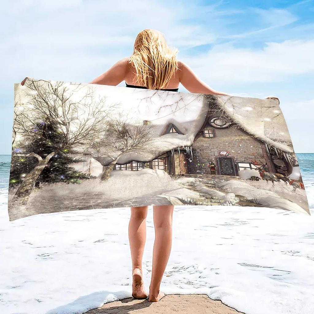 Extra Large Beach Towels Winter Trees Microfiber Beach Towels Summer Quick Dry Absorbent Sand Resistant Swim Pool Towel Blanket